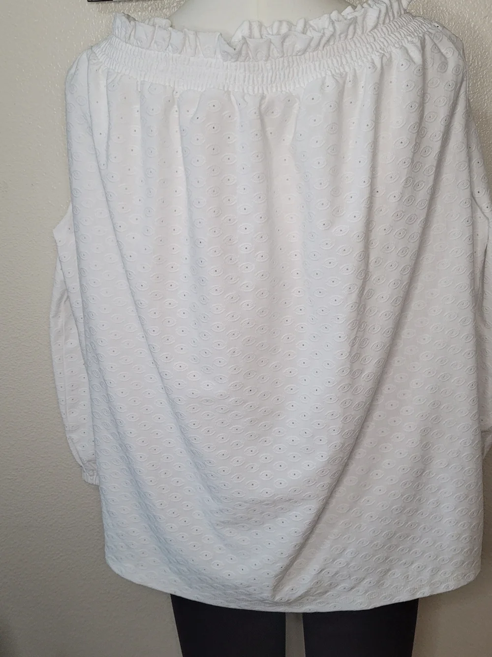 Michael Kors White Off-Shoulder Eyelet Shirt 3X Large